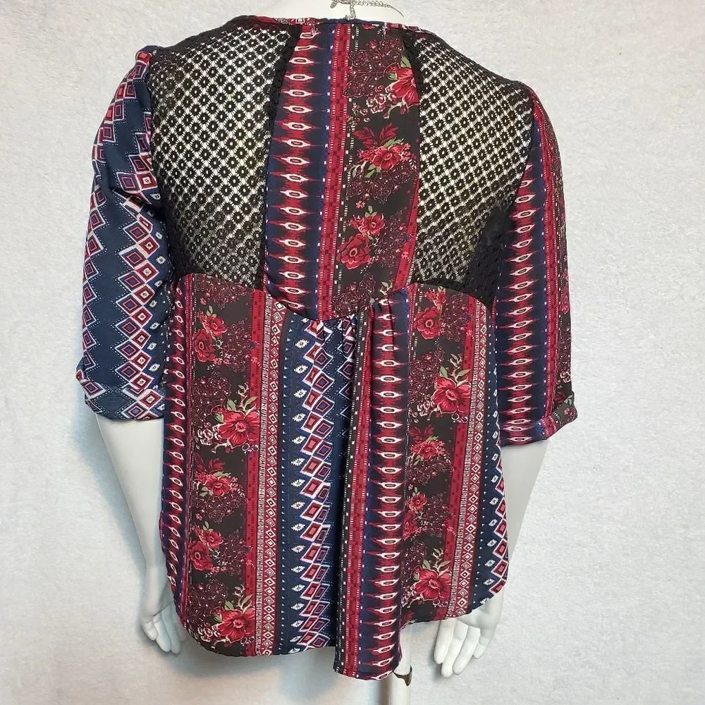 Rewind Patterned Top with Lace (S) - Picture 4 of 6